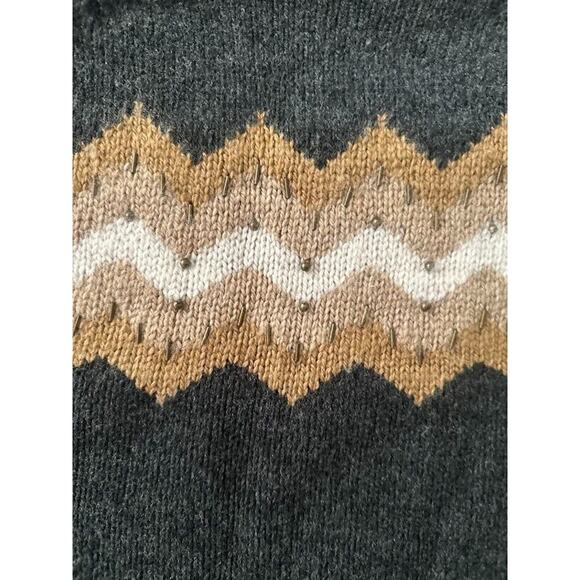 J. JILL Sweater Large Fair Isle Beaded Wool Blend Long Sleeve Pullover Size 2X - Picture 5 of 6